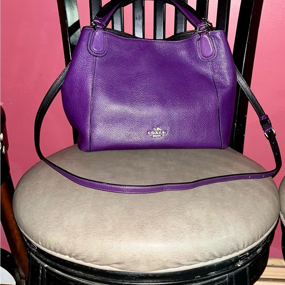 ✨ Coach Edie 31 Purple Pebbled Leather Shoulder Bag / Tote ✨ - Picture 3 of 7